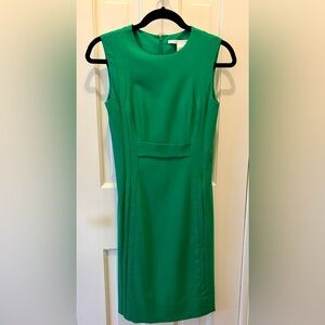 Diane Von Furstenberg Emerald Green Sleeveless Midi Sheath Dress with Pockets